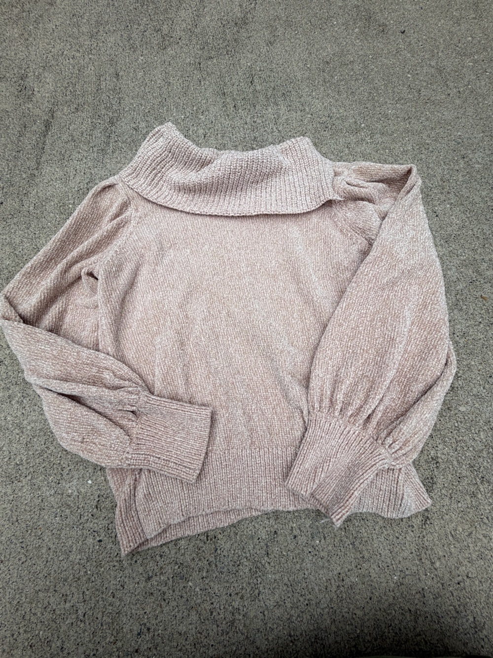 Stitch by Chenault Women Beige Cotton Knit chenille Solid Pullover Sweater XL